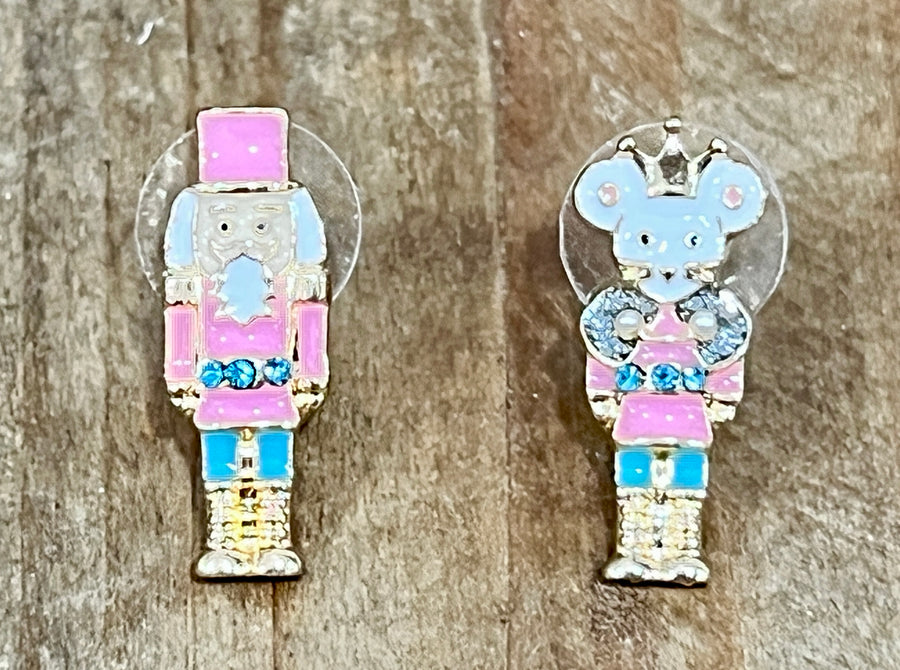 Mini Nutcracker Prince & Mouse King Stud Earrings