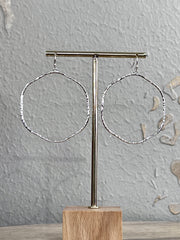 Gold Hammered Thin Drop Uneven Hoop Earrings