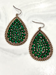Emerald Green Crystal Sparkle TearDrop Earrings