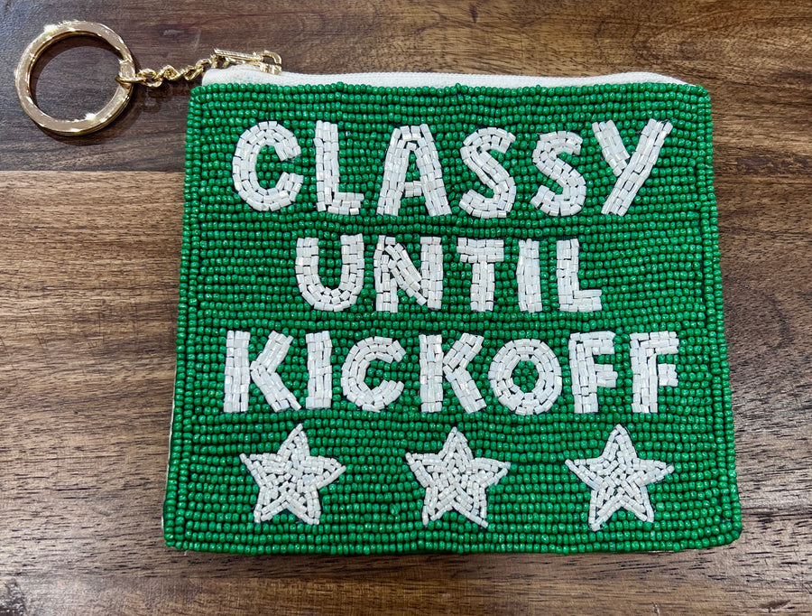 "Classy Until Kickoff" Beaded Coin Purse Pouch