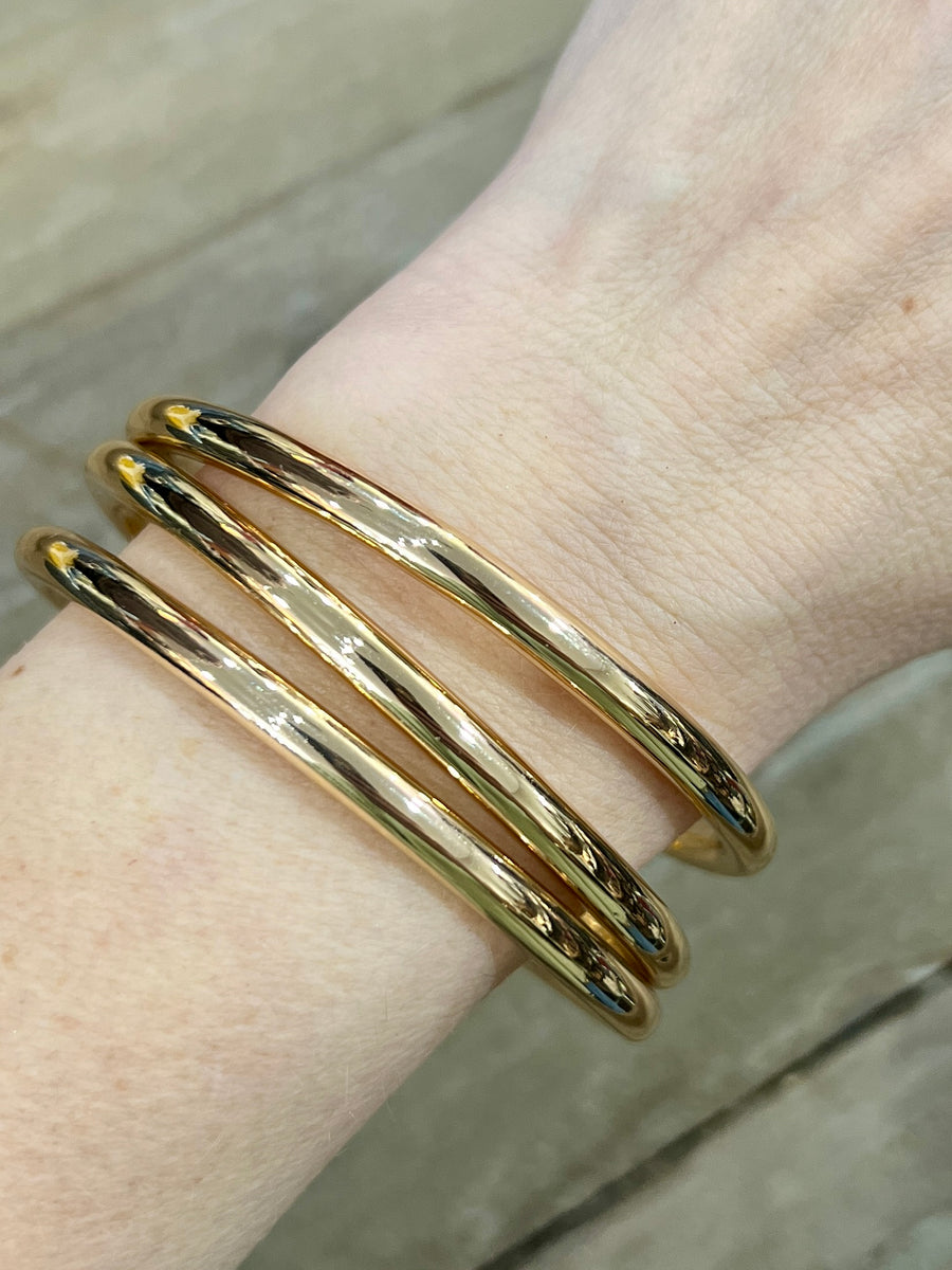 Shiny Metal Bangle Bracelets, Set of 3