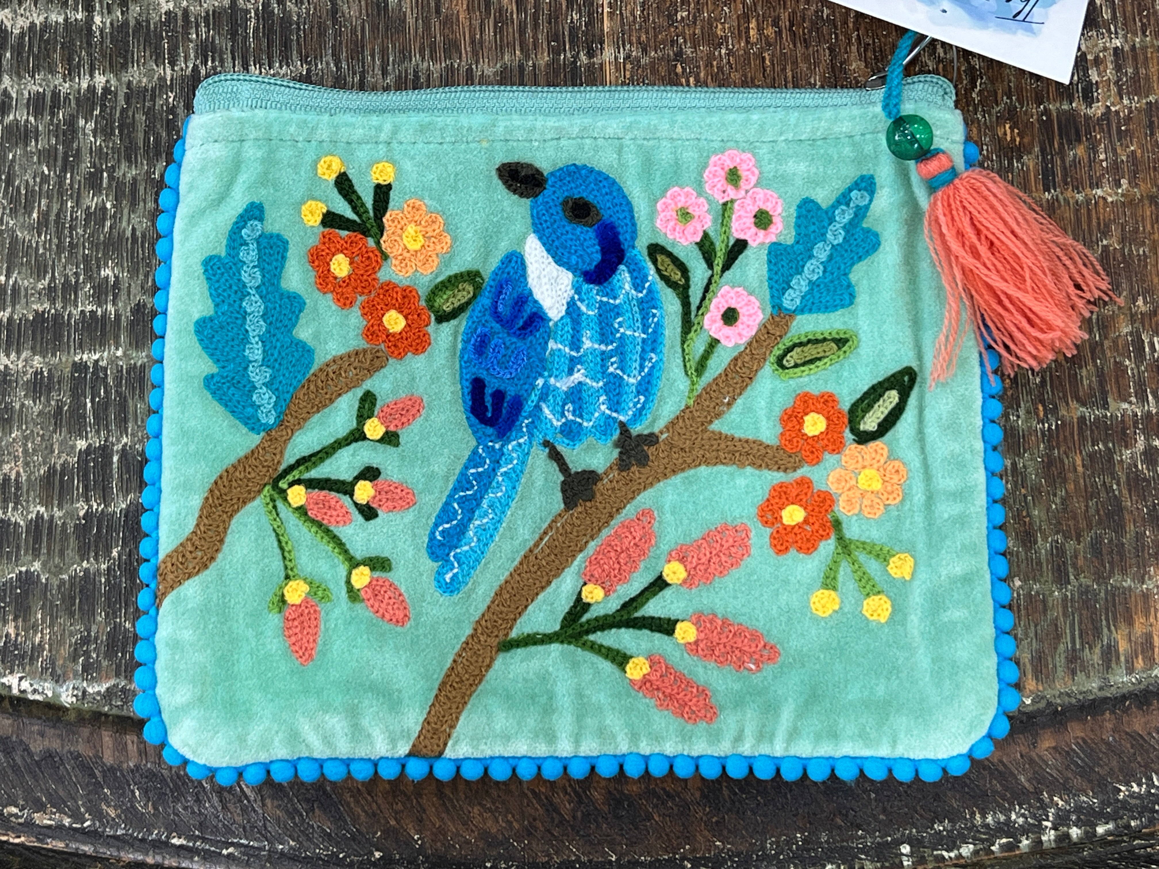 Embroidered Zipper Pouch