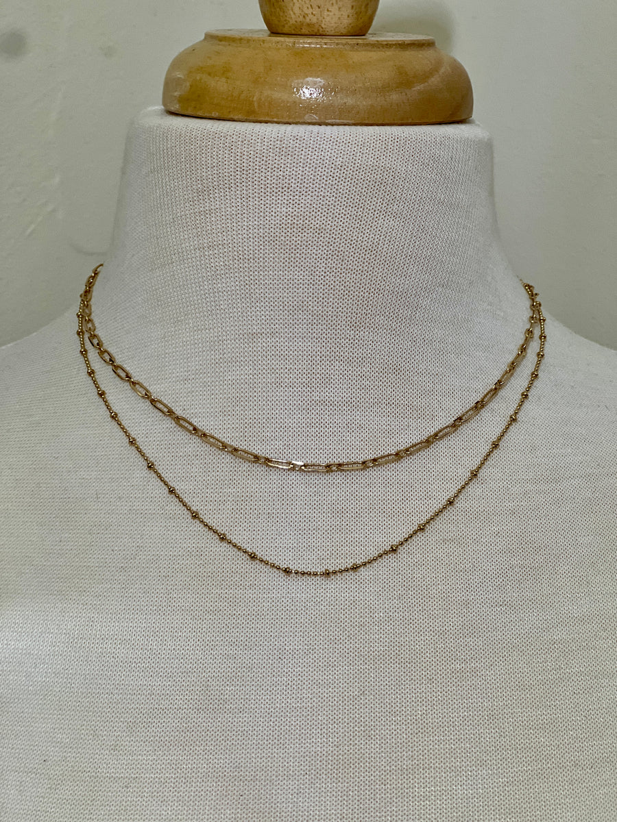 Dainty Gold Double Chain Necklace