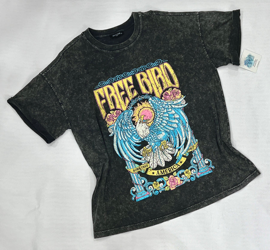 FreeBird "Born Free" America 1987 Vintage Short Sleeve Snow Dye Tee