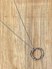 Intertwined Double Rings Long Pendant Necklace