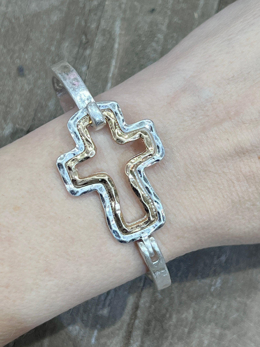 Metal Hinged Cross Bracelet