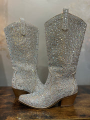 Hey Girl by Corkys "Pony Up" Clear Rhinestone Boots