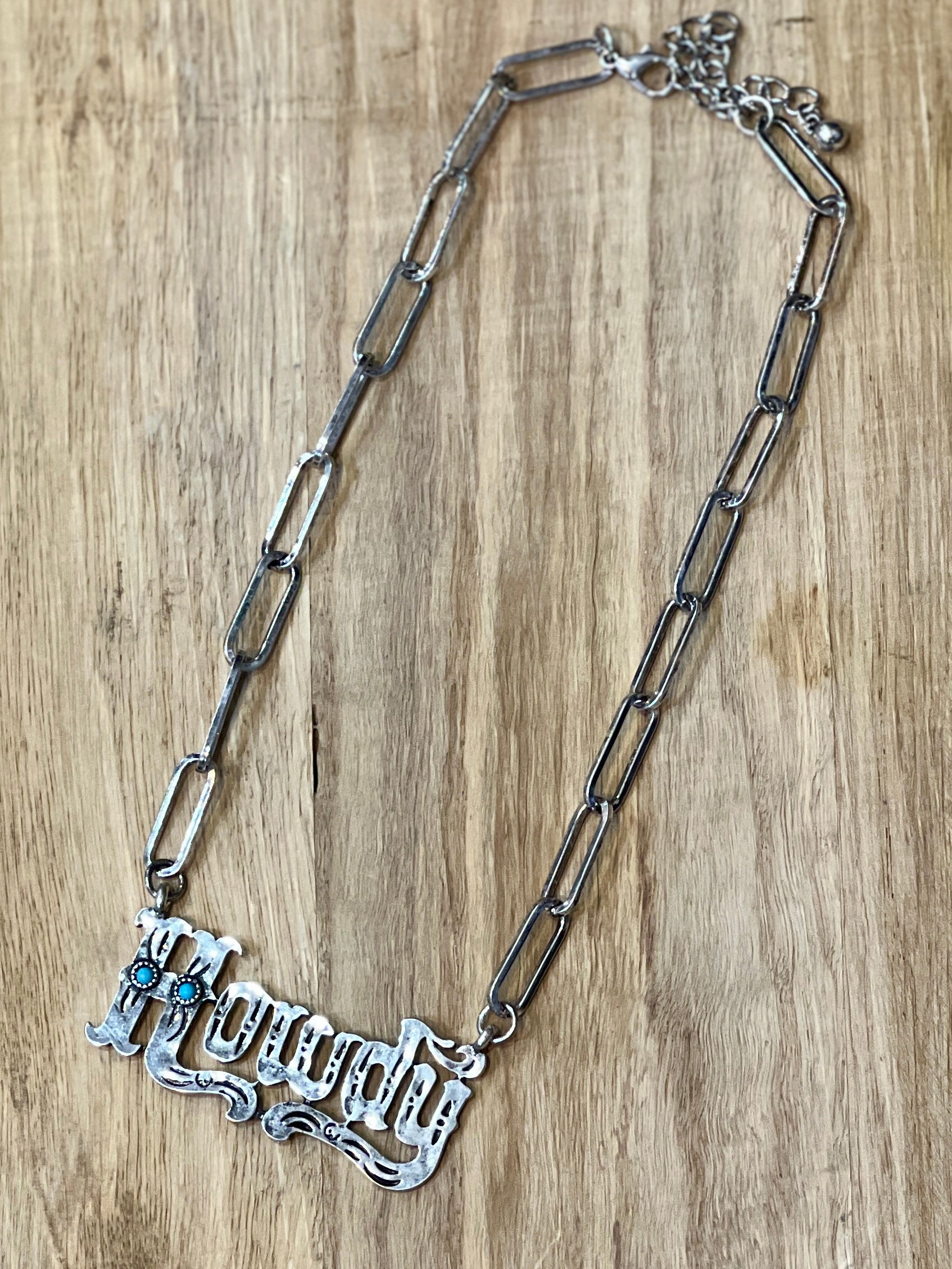 "HOWDY" Silver Necklace