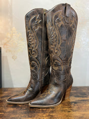 Hey Girl by Corkys "Long Live Cowgirls" Espresso Crinkle Tall Western Style Boot