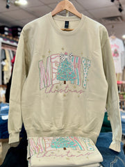 Yarn Pastel MERRY Christmas Bejeweled Sweatshirt