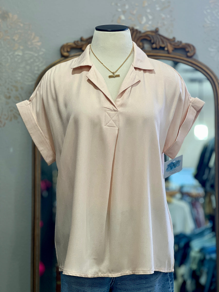 Ginger Button Back Collared Top