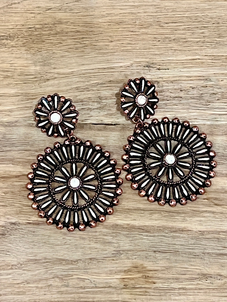 Iroquois Copper Medallion Statement Earrings