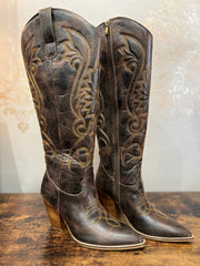 Hey Girl by Corkys "Long Live Cowgirls" Espresso Crinkle Tall Western Style Boot