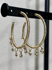 Dangle Crystal Gold Hoop Earrings