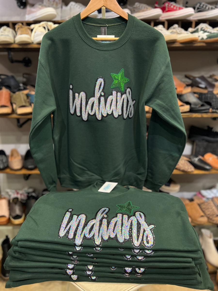 Gameday Star Sequins Indians Patch Sweatshirt
