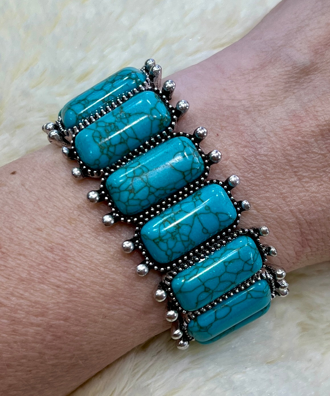 Cheyanne Southwestern Turquoise Stretch Bracelet