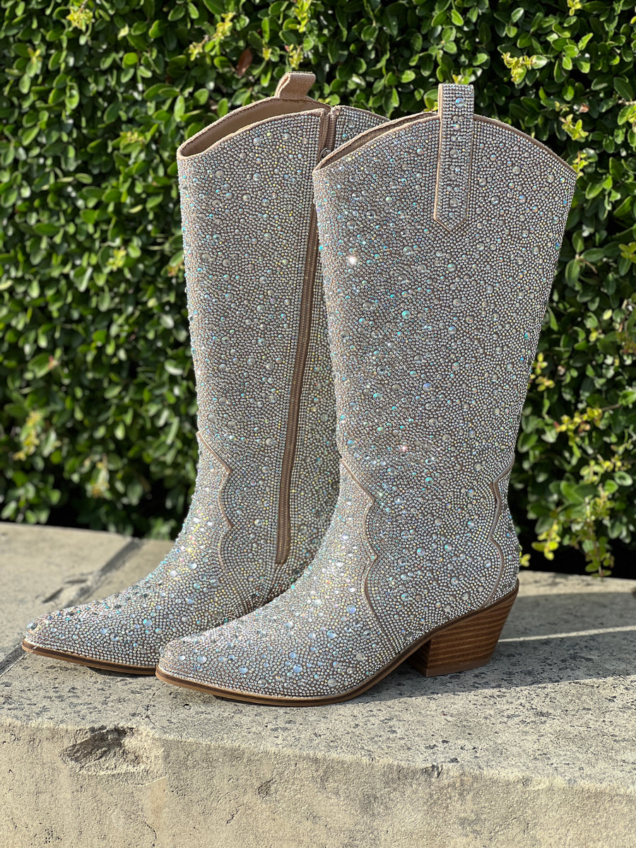 Hey Girl by Corkys "Pony Up" Clear Rhinestone Boots
