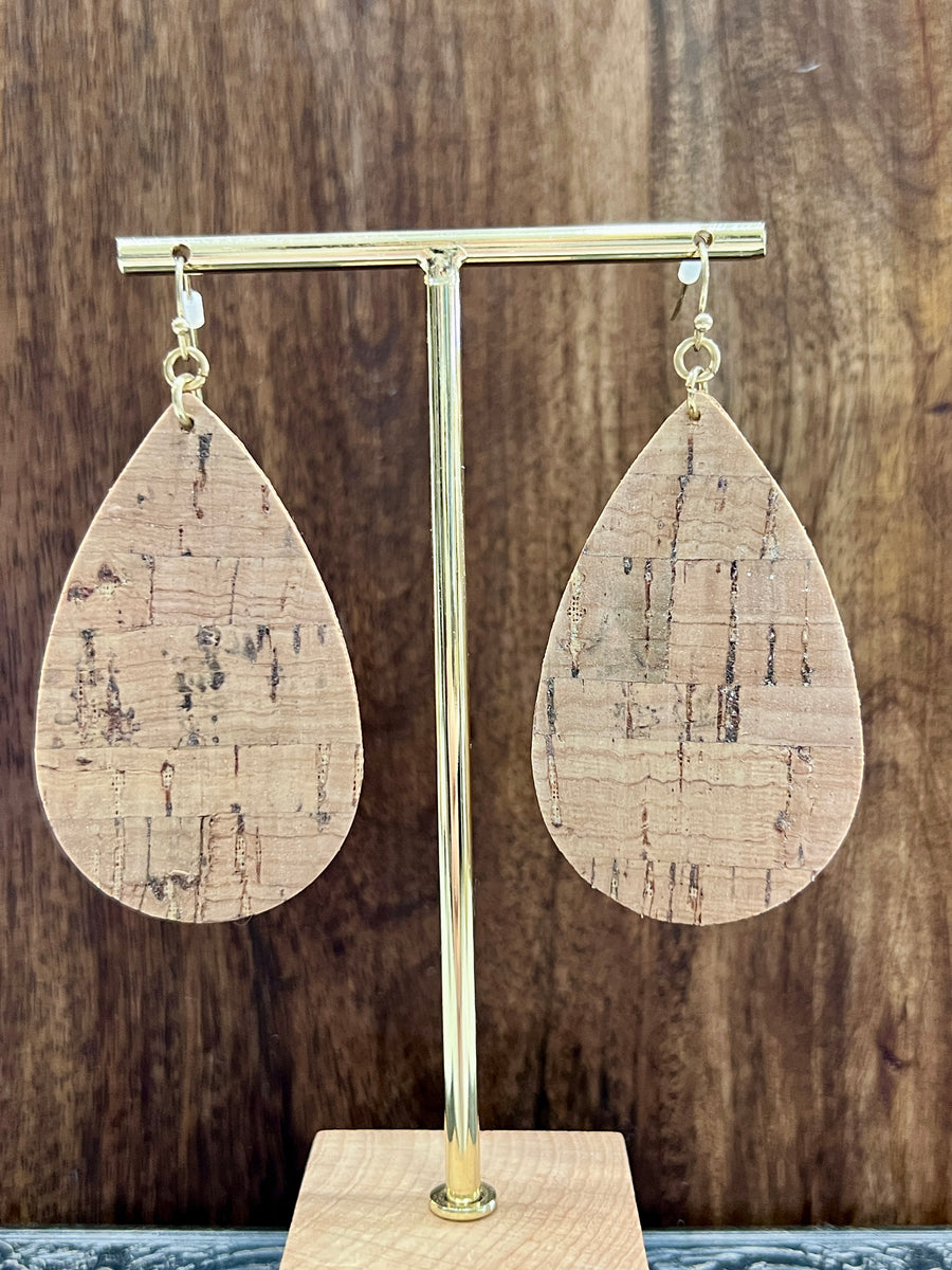 Shimmer Cork TearDrop Earrings