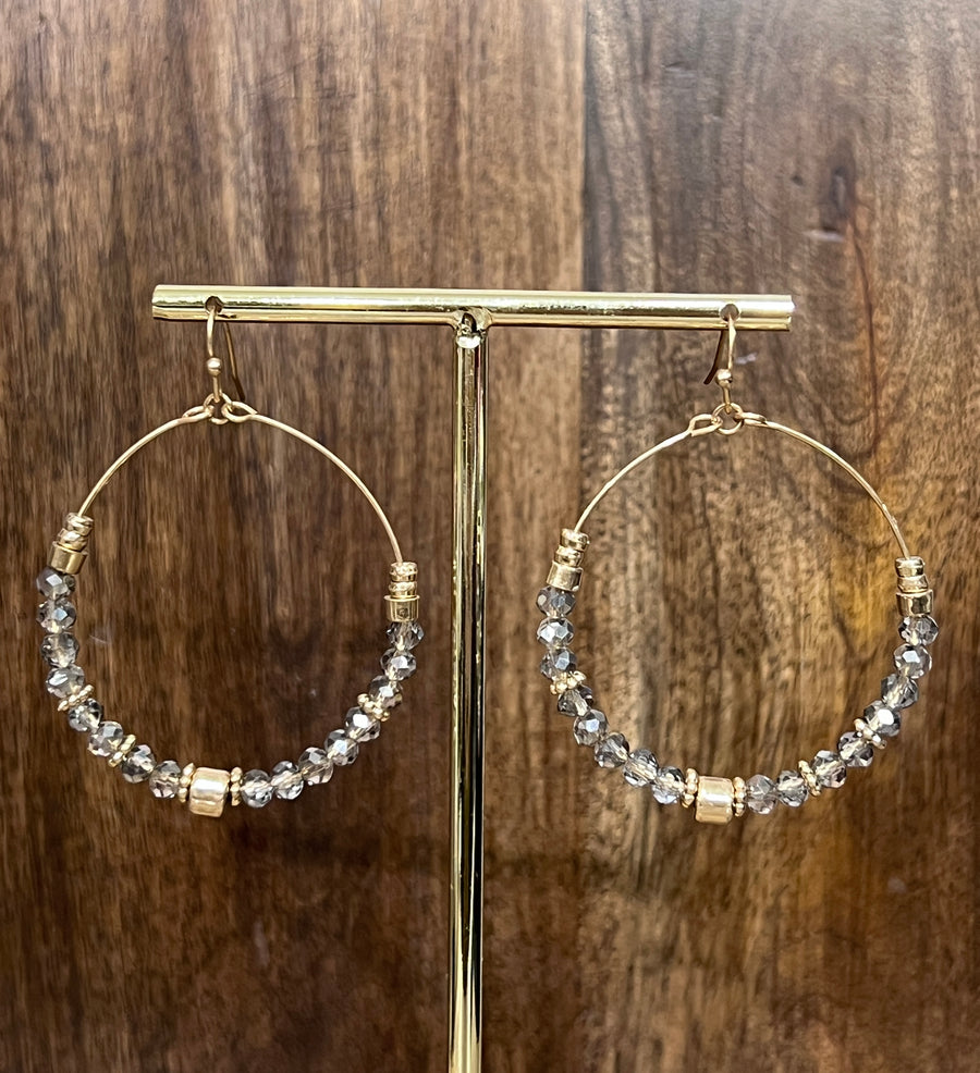 Crystal Beaded Round Earrings