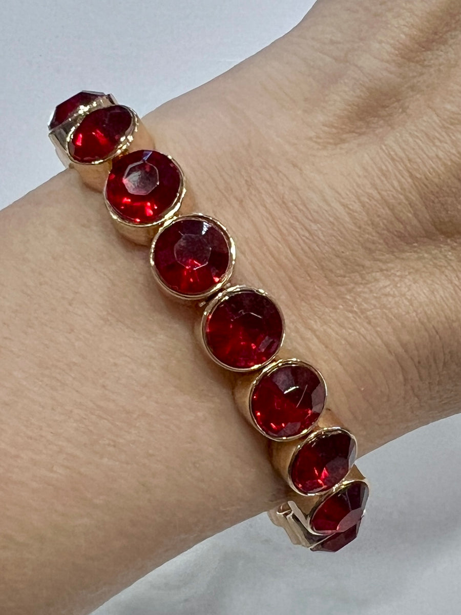 Ruby Red Crystal Stretch Bracelet