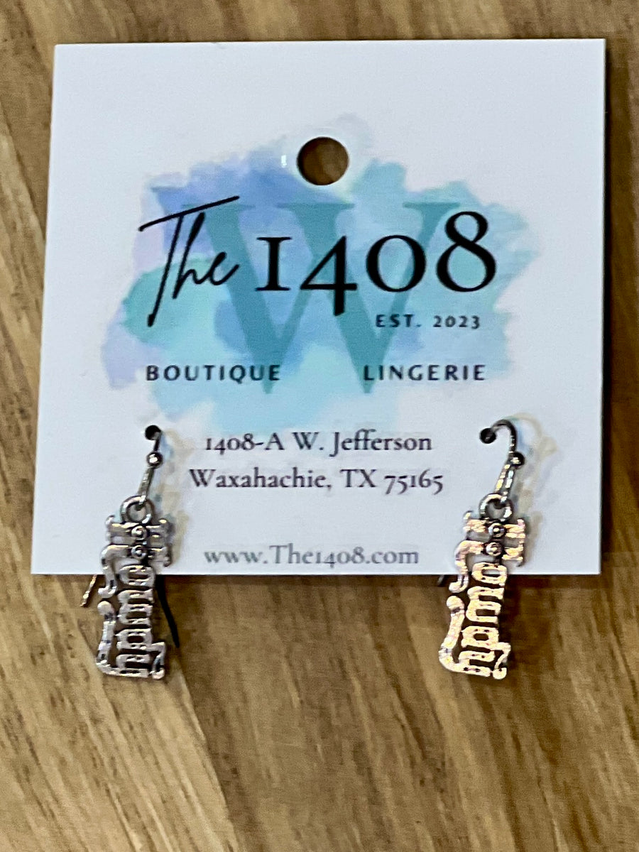 "HOWDY" Silver Drop Earrings