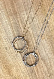 Intertwined Double Rings Long Pendant Necklace