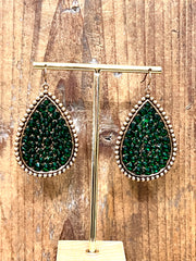 Emerald Green Crystal Sparkle TearDrop Earrings