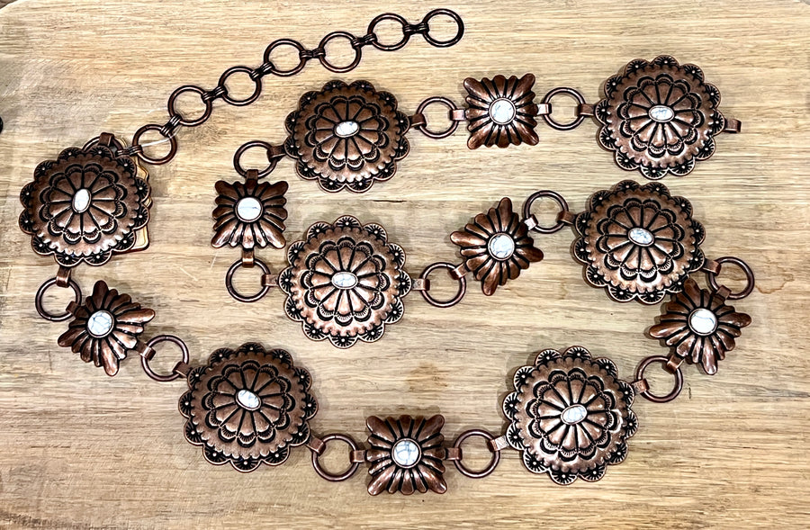 Iroquois Copper Concho Chain Belt