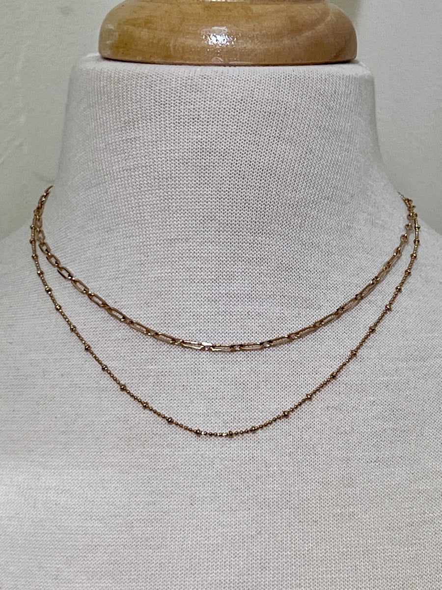 Dainty Gold Double Chain Necklace