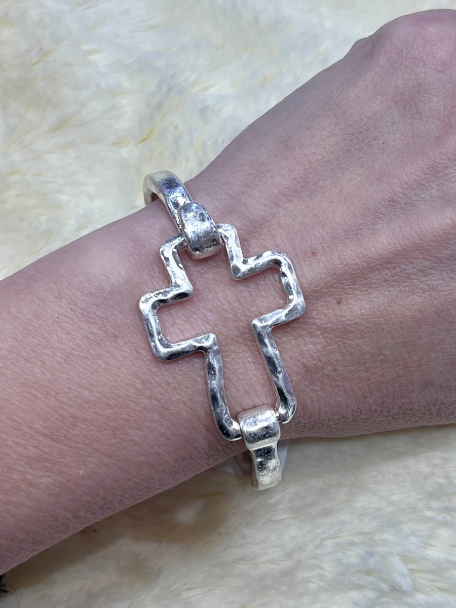 Meghan Browne Lucy Silver Cross Bracelet