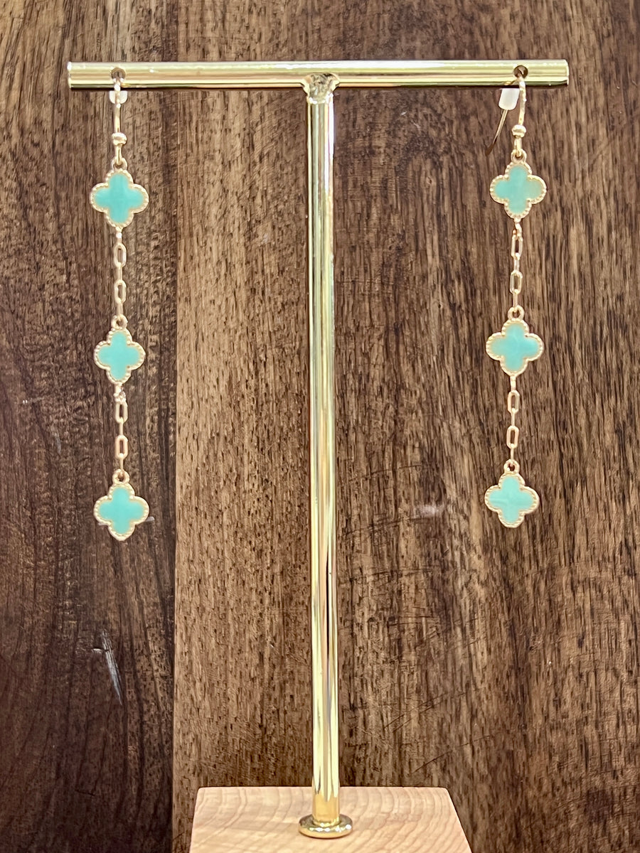 Nalla Aqua Mini Clover Earrings