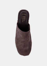 Geneva Brown Suede Stud Accent Heeled Clog by SHU SHOP