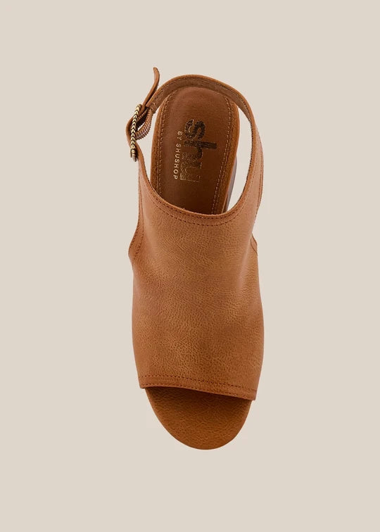 Ghita Camel Heeled Sandal by Shu Shop