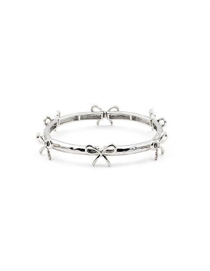 Meghan Browne Gilda Silver Bows Stretch Bracelet