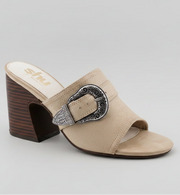 Giselle Ivory Heeled Slide Mule by Shu Shop