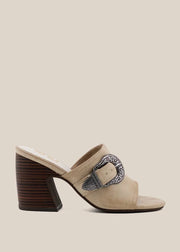 Giselle Ivory Heeled Slide Mule by Shu Shop