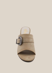 Giselle Ivory Heeled Slide Mule by Shu Shop