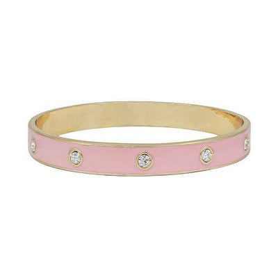 Meghan Browne Pink Epoxy Bangle Bracelet with Stationed Crystals