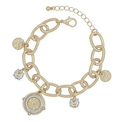 Meghan Browne Gwen Gold Chain Link Charm Bracelet