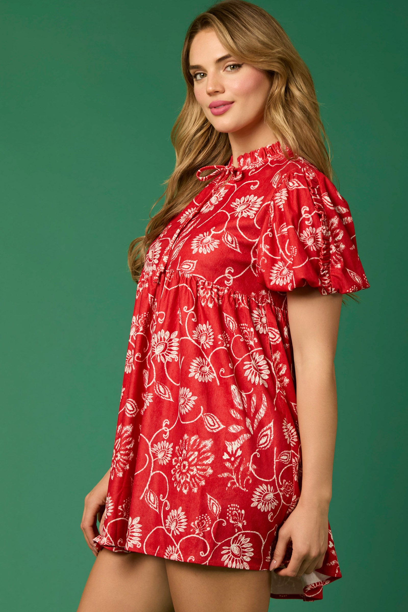 Noelle Floral Printed Corduroy Dress