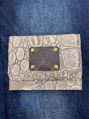 Flora Large Leather Card Case Wallet with LV Upcycled Patch Logo