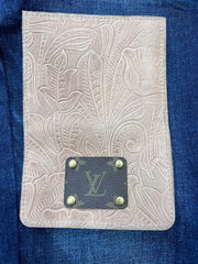 Flora Large Leather Card Case Wallet with LV Upcycled Patch Logo