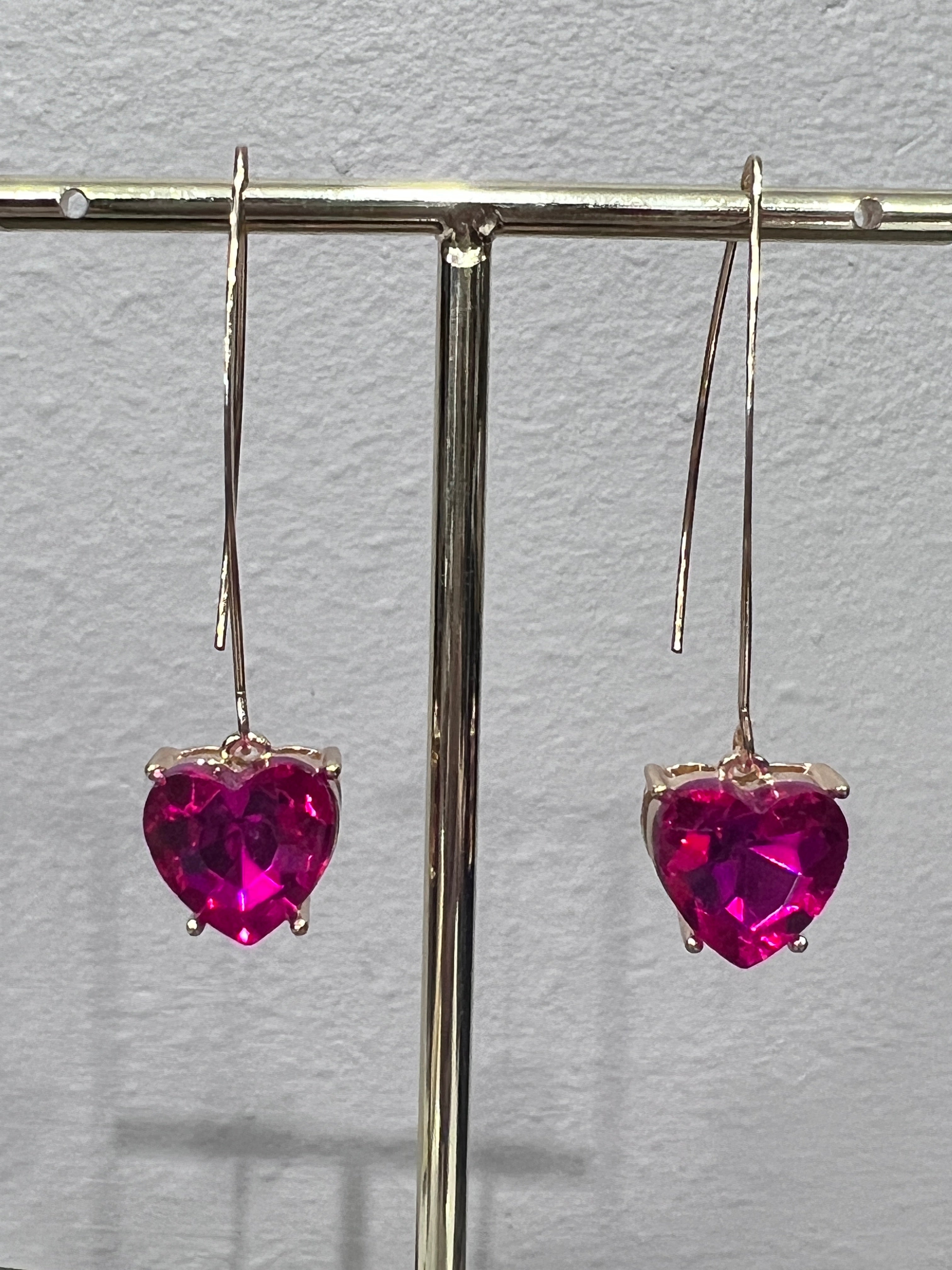 Crystal Heart on Hook Drop Earrings