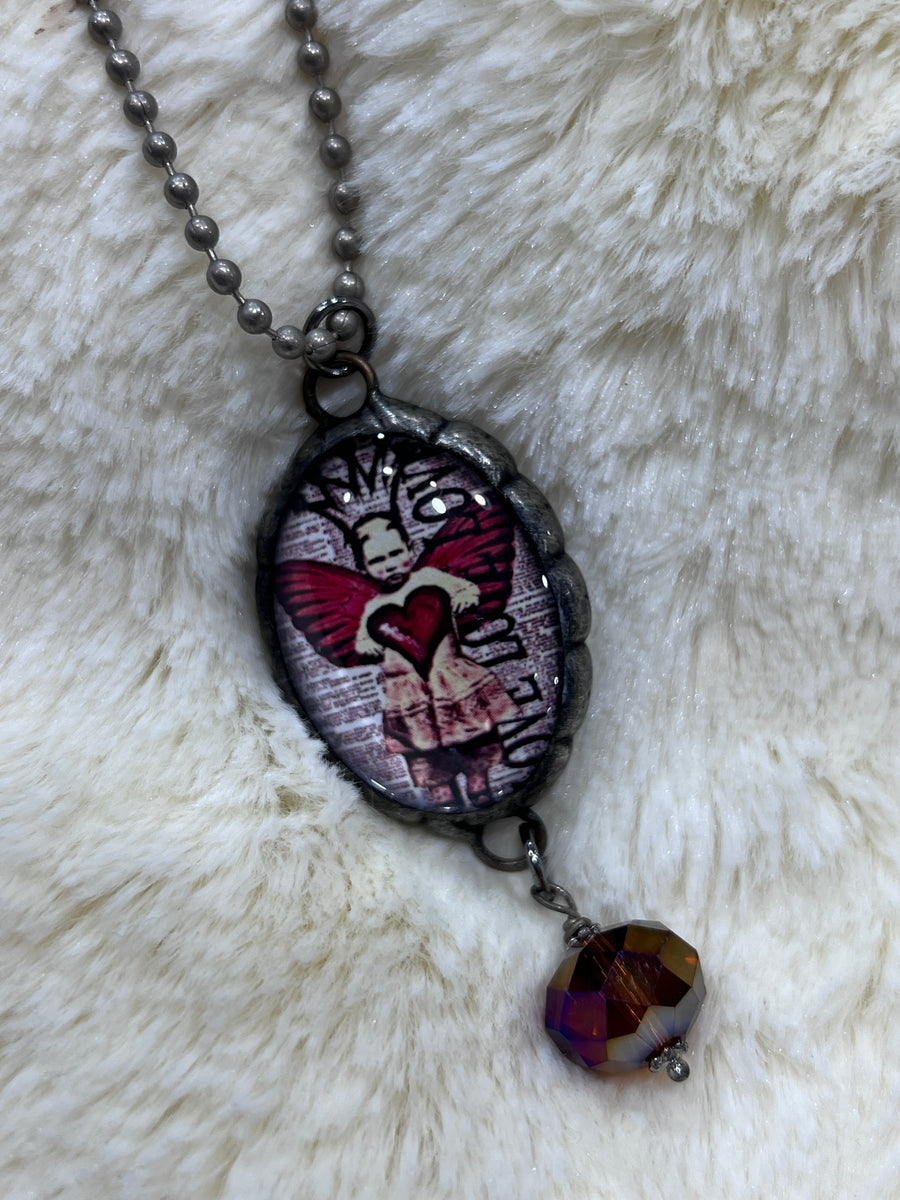 Hug It Out Angel Long Charms Necklace by Art by Amy Labbe