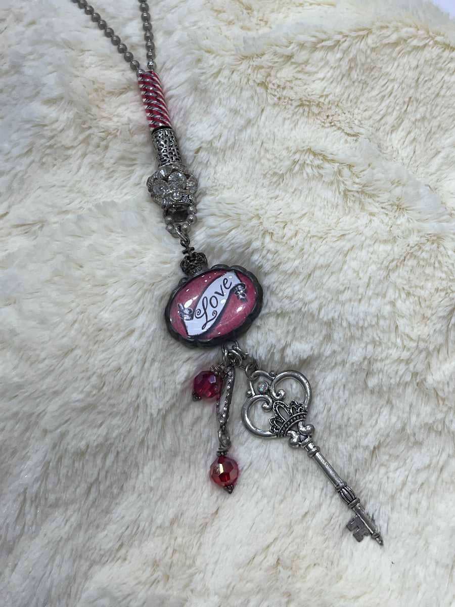 Key to My Heart Long Charms Necklace by Art by Amy Labbe