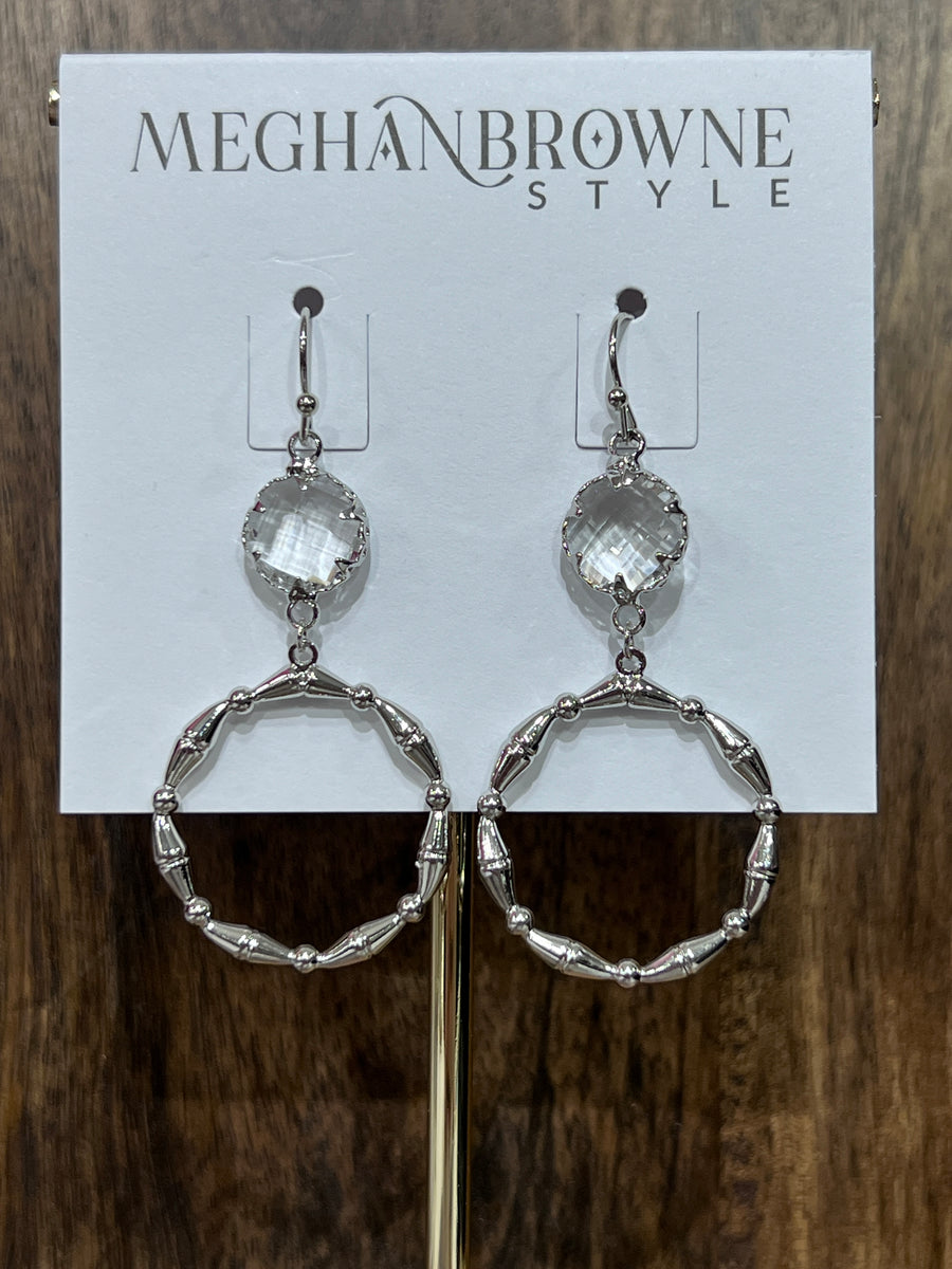 Meghan Browne Yoda Silver Clear Earrings