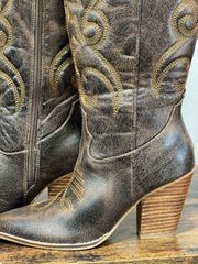 Hey Girl by Corkys "Long Live Cowgirls" Espresso Crinkle Tall Western Style Boot