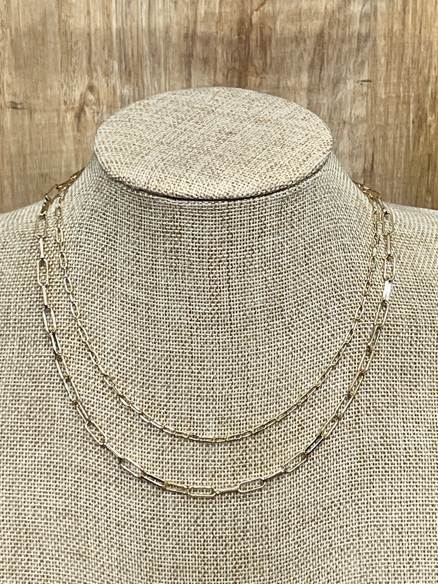 Gold Dipped Two-Layer Gold Paperclip Chain Necklace