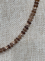 Brown Tourmaline with Gold Flat Beaded Necklace