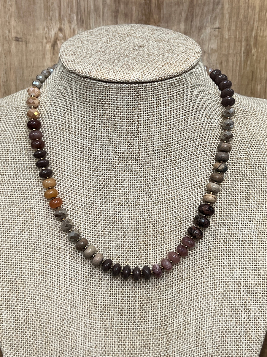 Multi Semi-Precious Stones Beaded Necklace
